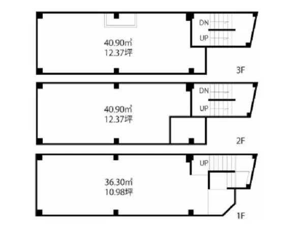 横浜の事務所仕様物件の平面図