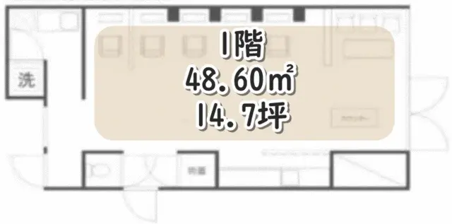 雑色の美容室・理容室居抜きの平面図