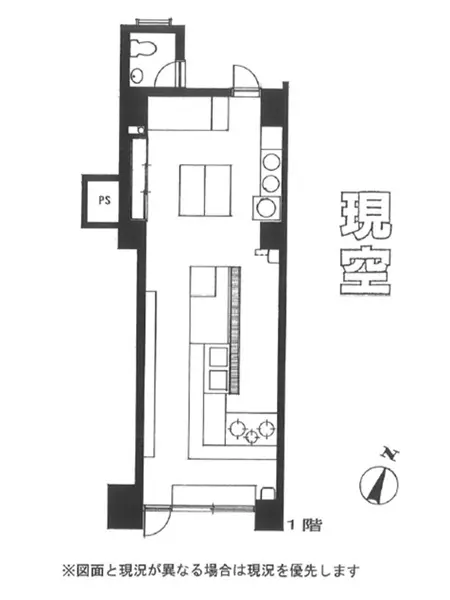石川町の居抜き店舗の平面図