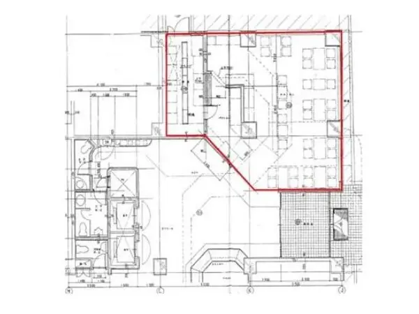 谷塚の居抜き店舗の平面図