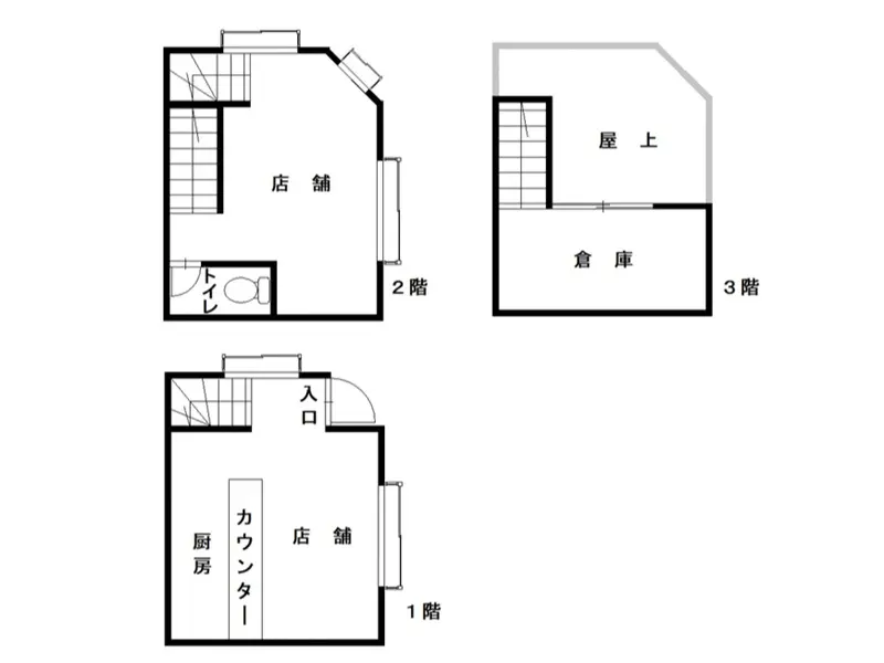 東向島のカフェ・喫茶店居抜きの平面図