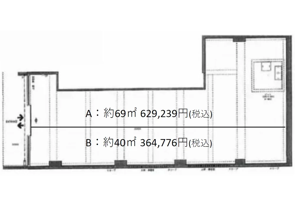 貸店舗(スケルトン)の平面図
