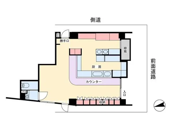 ビストロ・洋食の居抜き物件の平面図