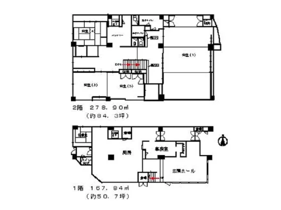 和食の居抜き物件の平面図