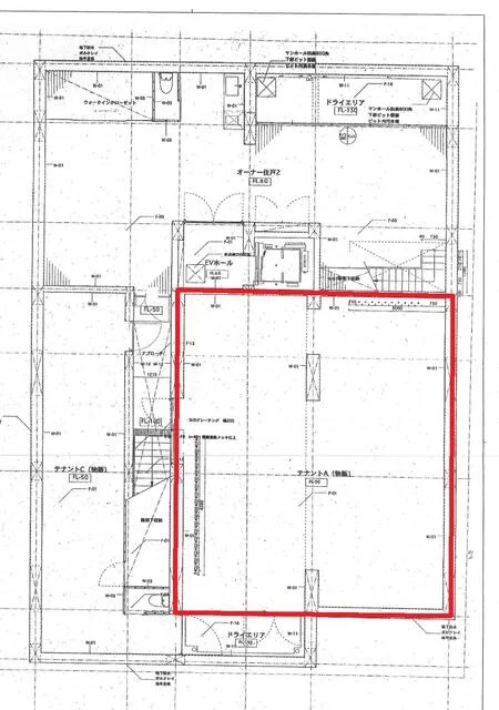 中目黒の居抜き店舗の平面図