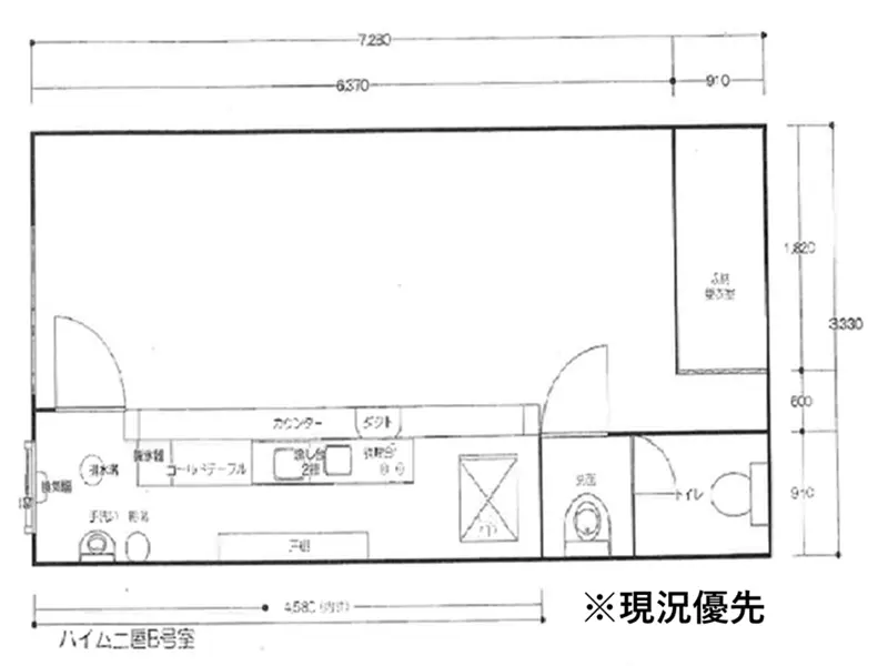 武蔵新城の居抜き店舗の平面図