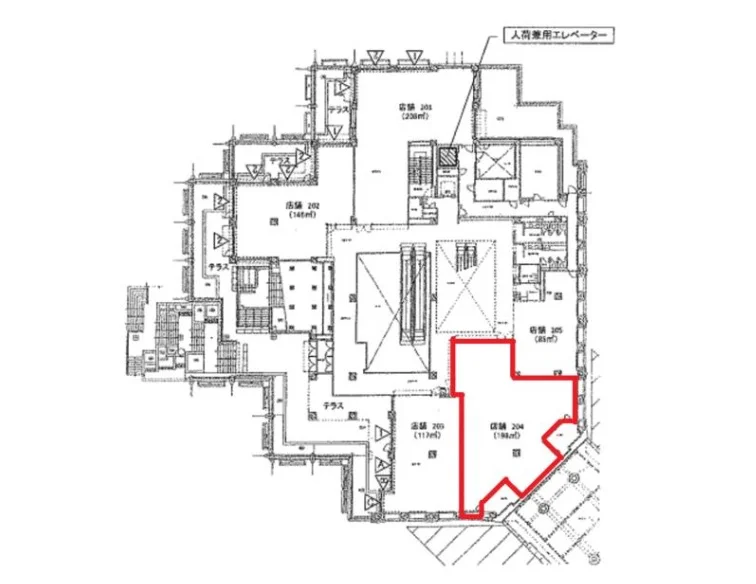 貸店舗(スケルトン)の平面図