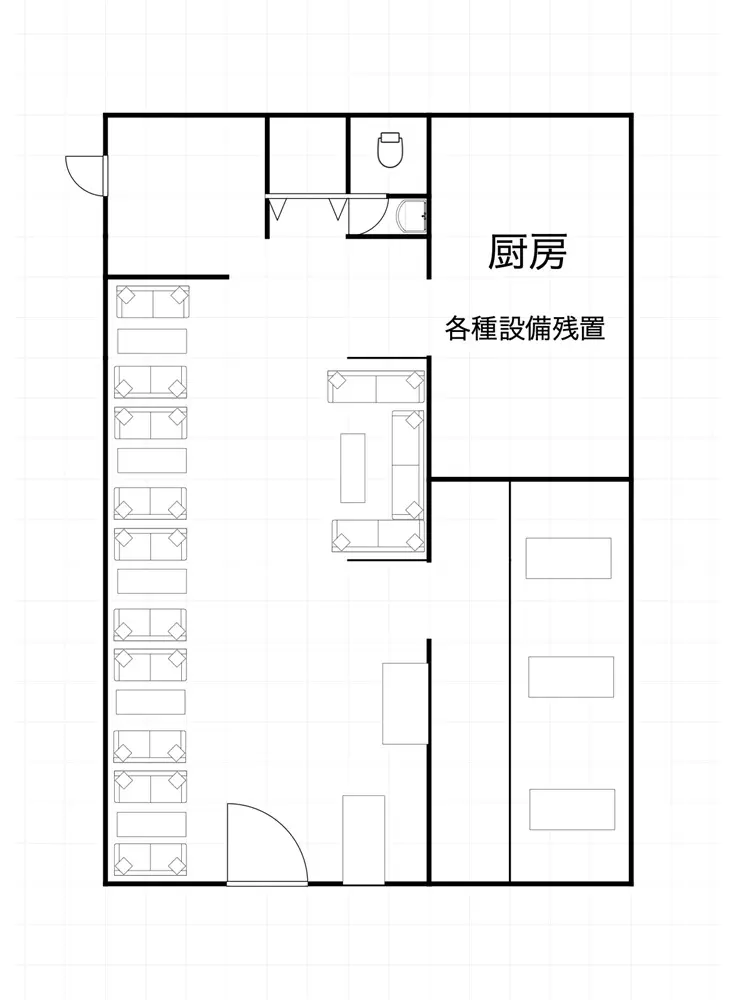 上尾の多国籍料理居抜きの平面図
