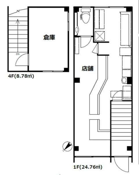 門前仲町の居抜き店舗の平面図