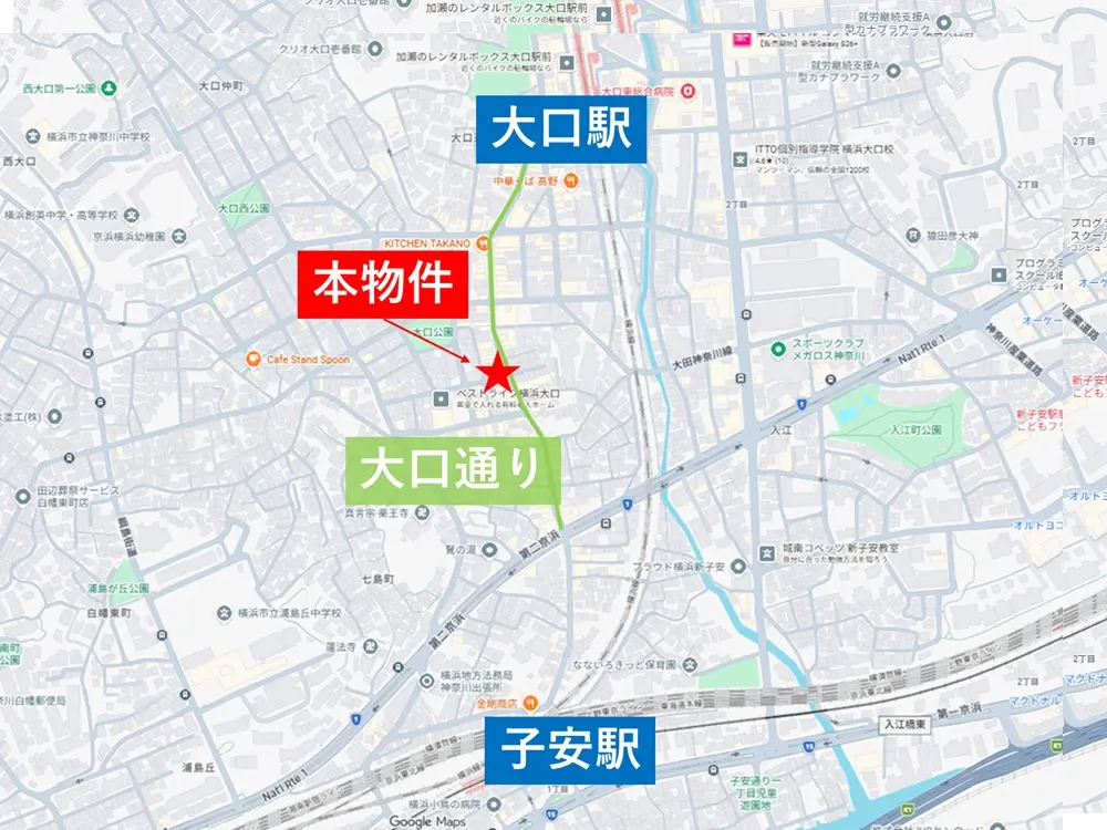 大口の居抜き店舗の地図