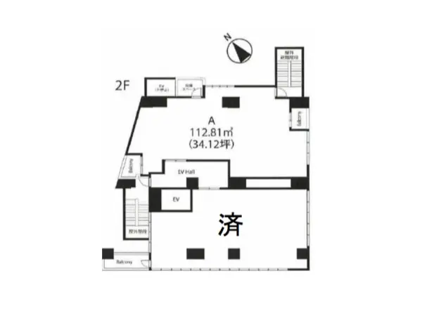 桜木町のスケルトン店舗物件の平面図