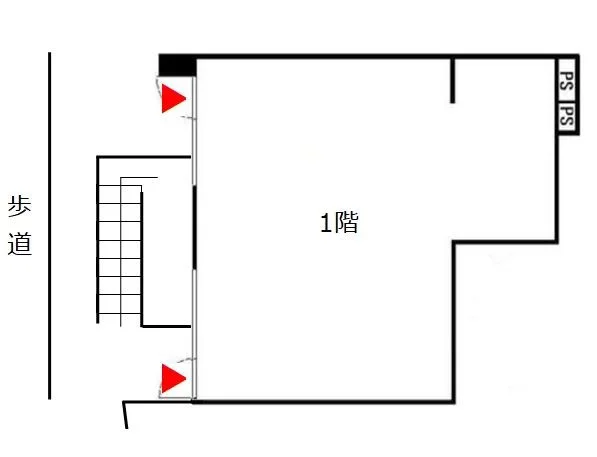 広尾のスケルトン店舗物件の平面図
