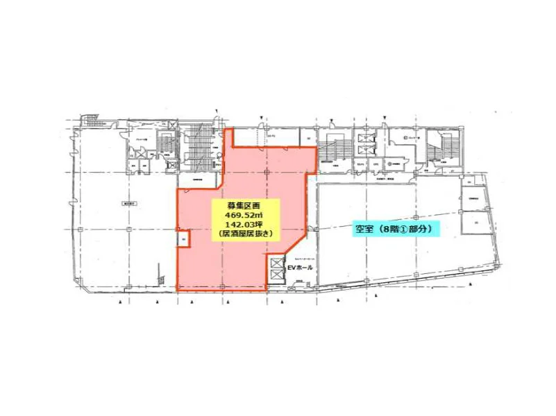 居酒屋の居抜き物件の平面図