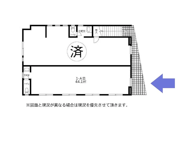 北浦和の事務所仕様店舗物件の平面図