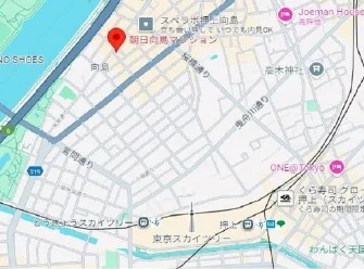 押上（スカイツリー前）のスケルトン店舗物件の地図