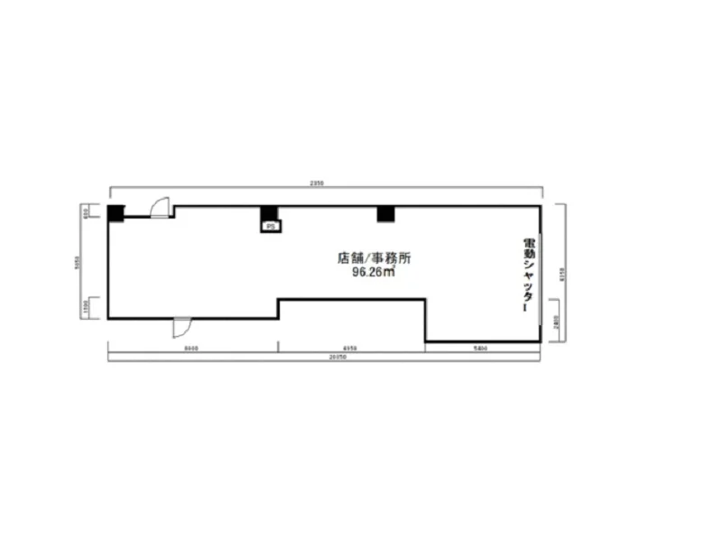 南柏のスケルトン店舗物件の平面図