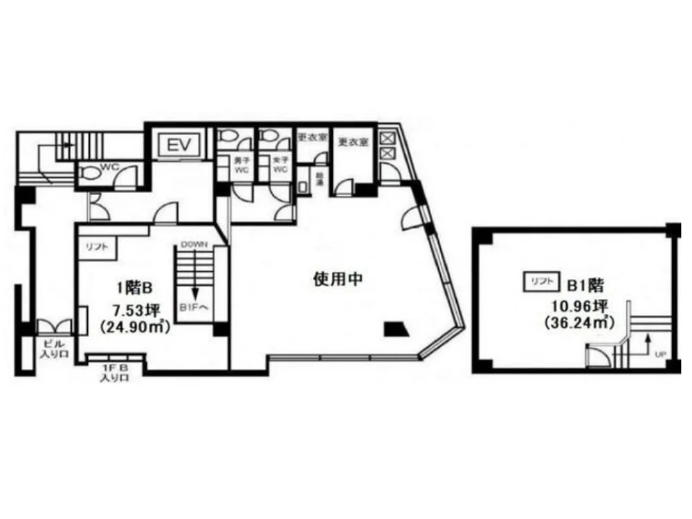 淡路町の事務所仕様物件の平面図
