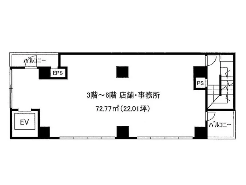 貸店舗(スケルトン)の平面図