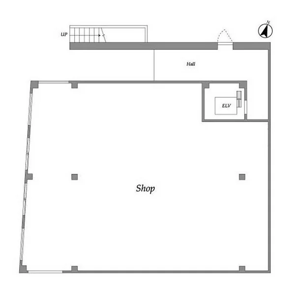 駒沢大学のスケルトン店舗物件の平面図