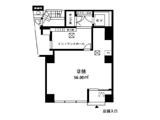 巣鴨のスケルトン店舗物件の平面図