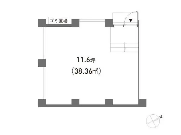 池尻大橋のスケルトン物件の平面図