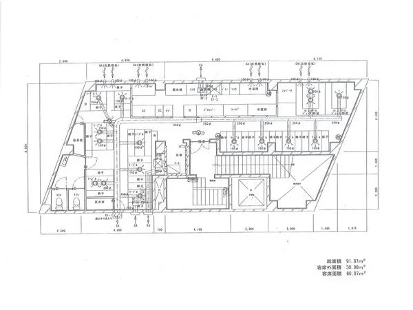 焼肉屋の居抜き物件の平面図