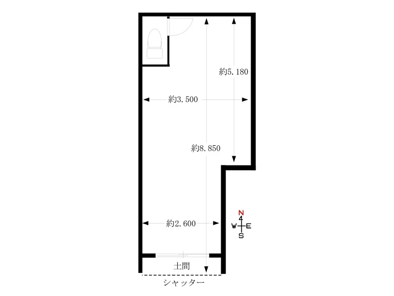貸店舗(事務所仕様)の平面図