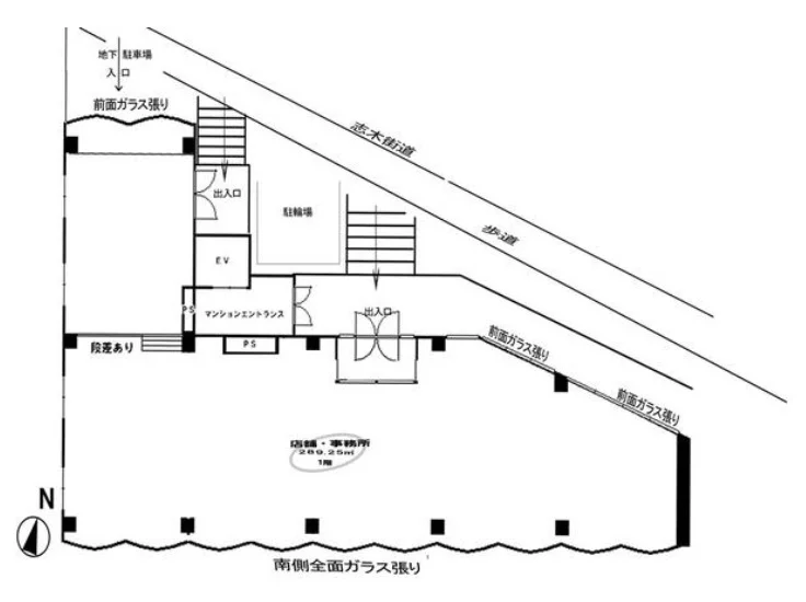 清瀬のスケルトン店舗物件の平面図