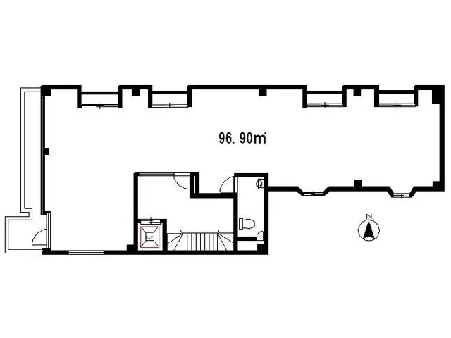 国立のスケルトン店舗物件の平面図