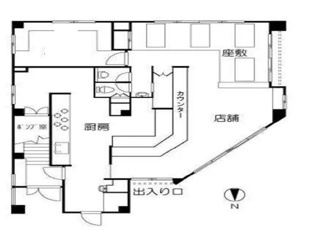 六町の定食屋居抜きの平面図