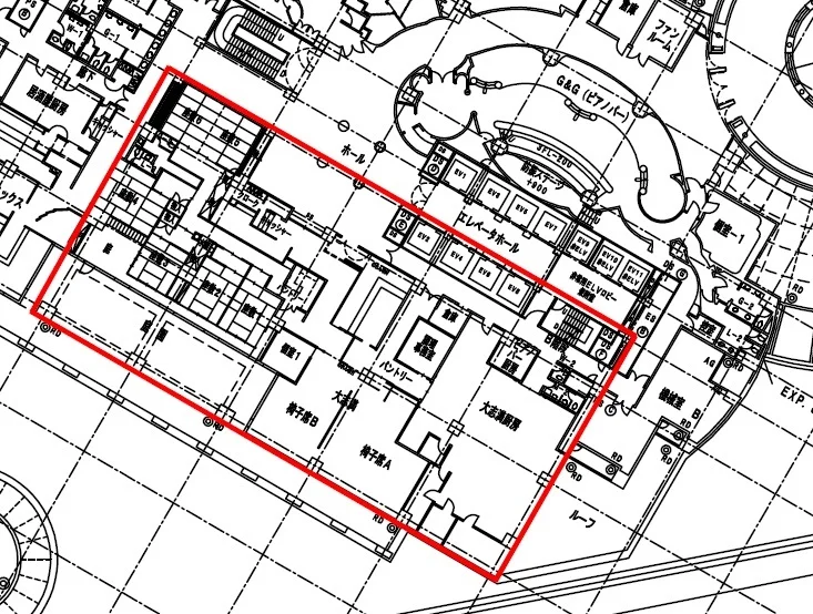 台場の和食居抜きの平面図