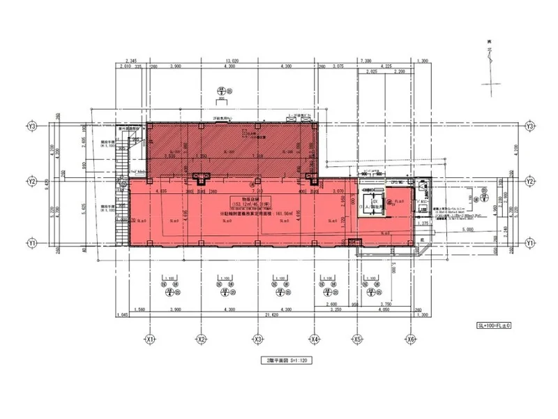 貸店舗(スケルトン)の平面図