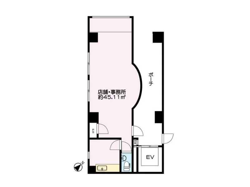 市ケ谷の事務所仕様店舗物件の平面図
