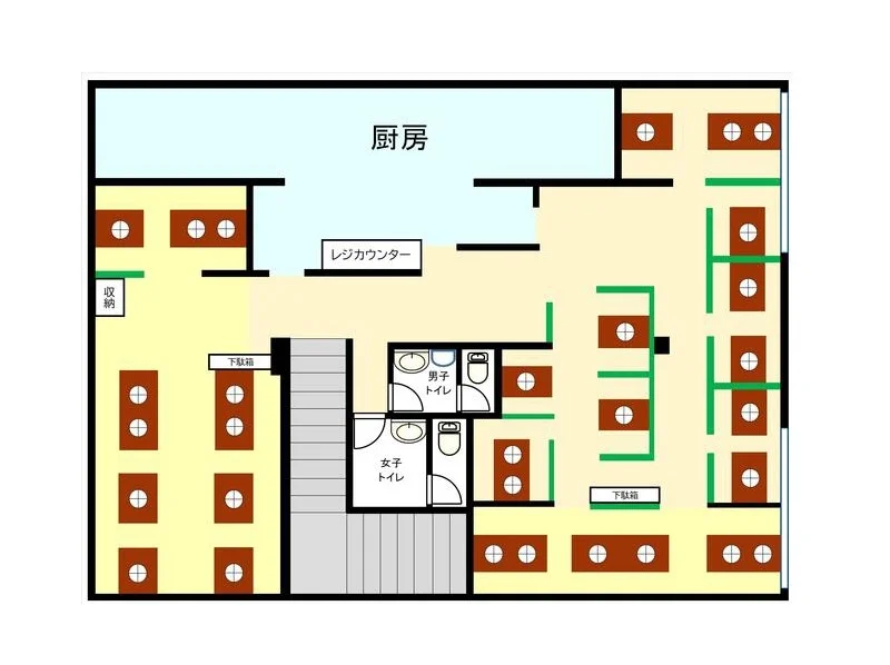 焼肉屋の居抜き物件の平面図