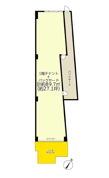 貸店舗(スケルトン)の平面図