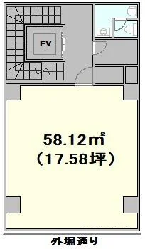 東京のスケルトン店舗物件の平面図