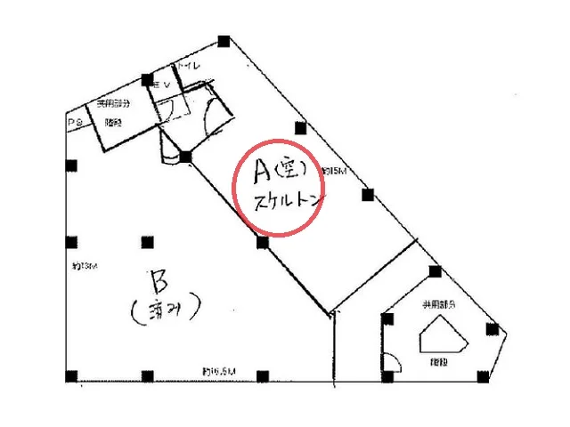 蕨のスケルトン物件の平面図