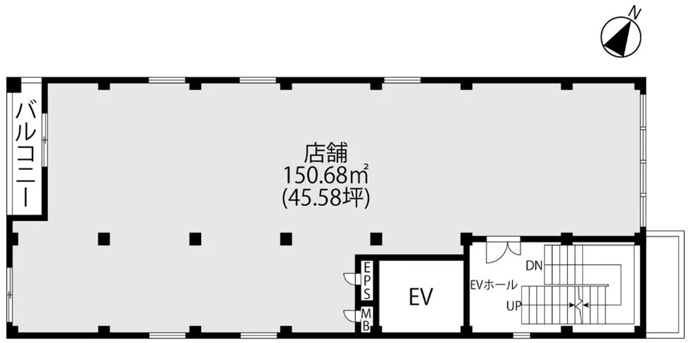 貸店舗(スケルトン)の平面図