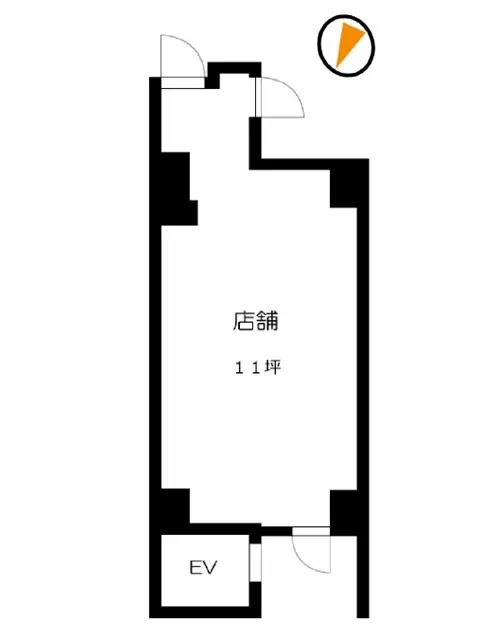 神田のスケルトン店舗物件の平面図
