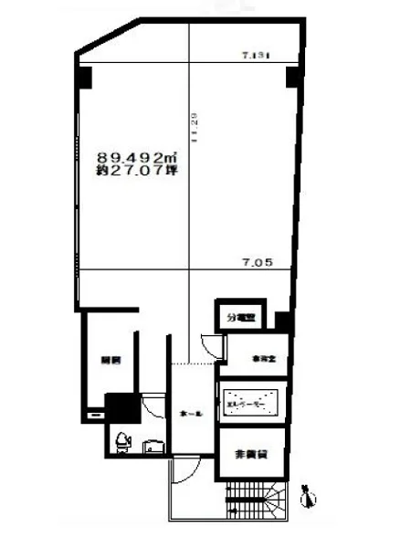 大森のスケルトン店舗物件の平面図
