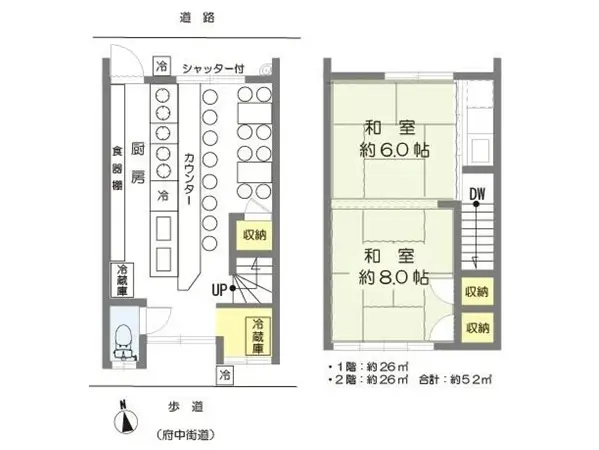 中華料理の居抜き物件の平面図