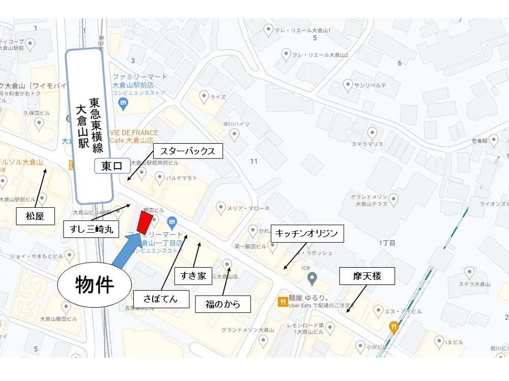 大倉山のスケルトン物件の周辺