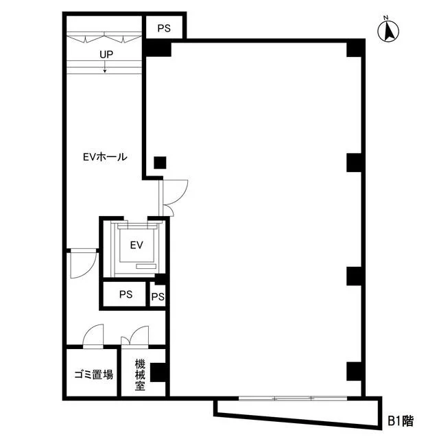 自由が丘のスケルトン店舗物件の平面図