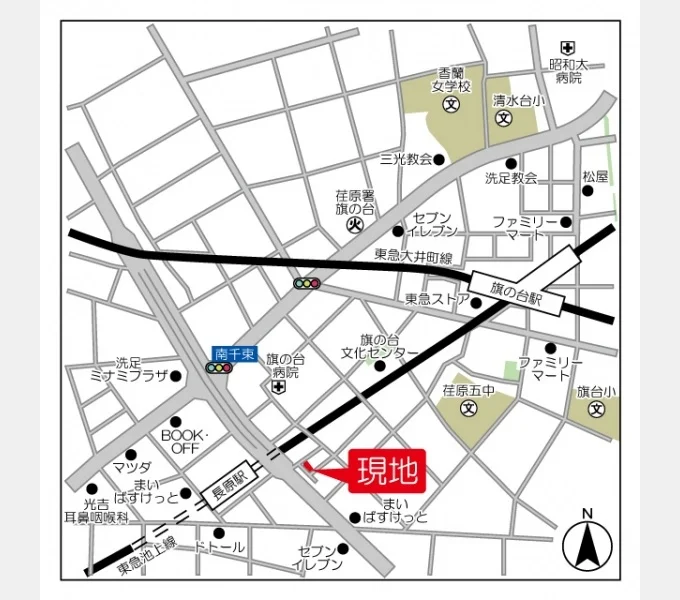 長原のスケルトン店舗物件の地図