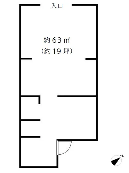 元町・中華街のスケルトン店舗物件の平面図