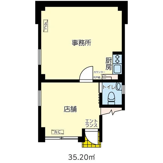 亀戸の事務所仕様物件の平面図