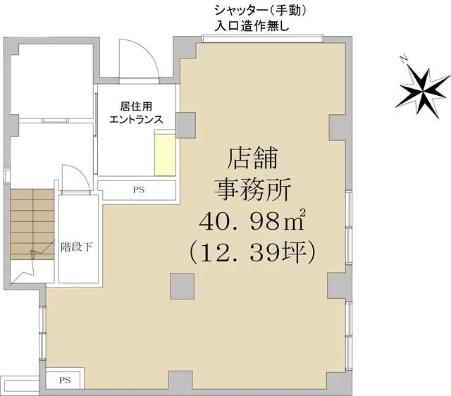 貸店舗(スケルトン)の平面図