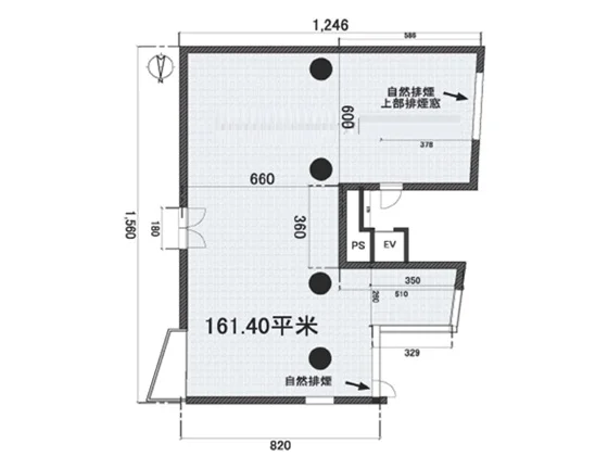 焼肉屋の居抜き物件の平面図