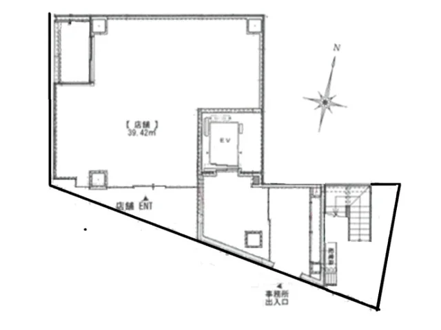 麹町のスケルトン物件の平面図