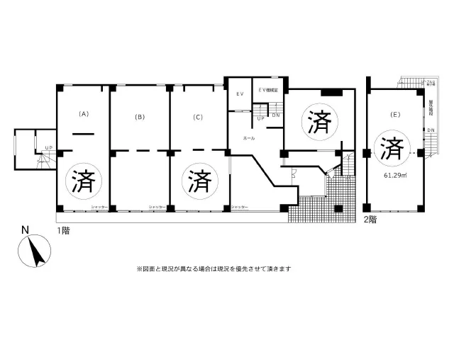 貸店舗(スケルトン)の平面図